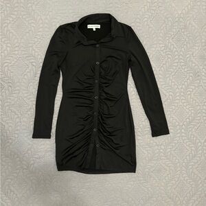 Large Long Sleeve Black Mini Dress